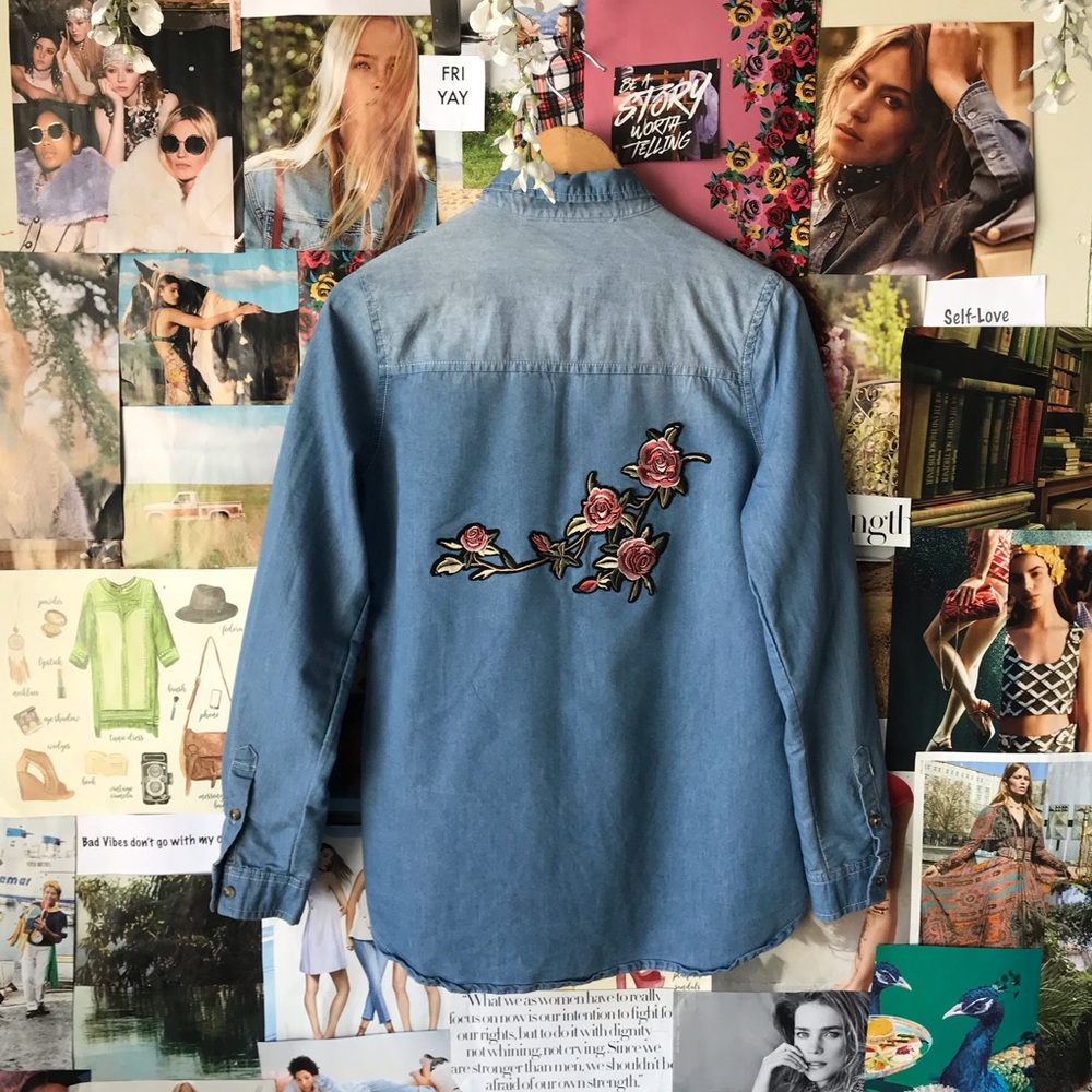 Chambray Embroidered Button-Down - image 4